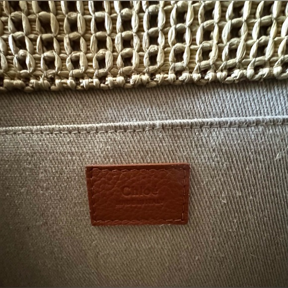 Brand New Chloé small Woody tote bag (caramel brown leather woven raffia design) - Picture 10 of 16